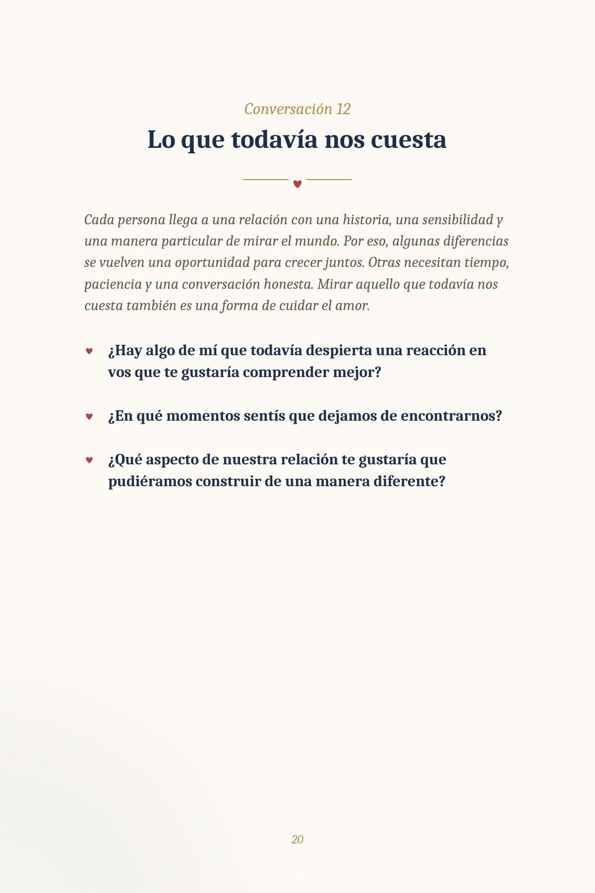 Conversaciones para volver a enamorarse