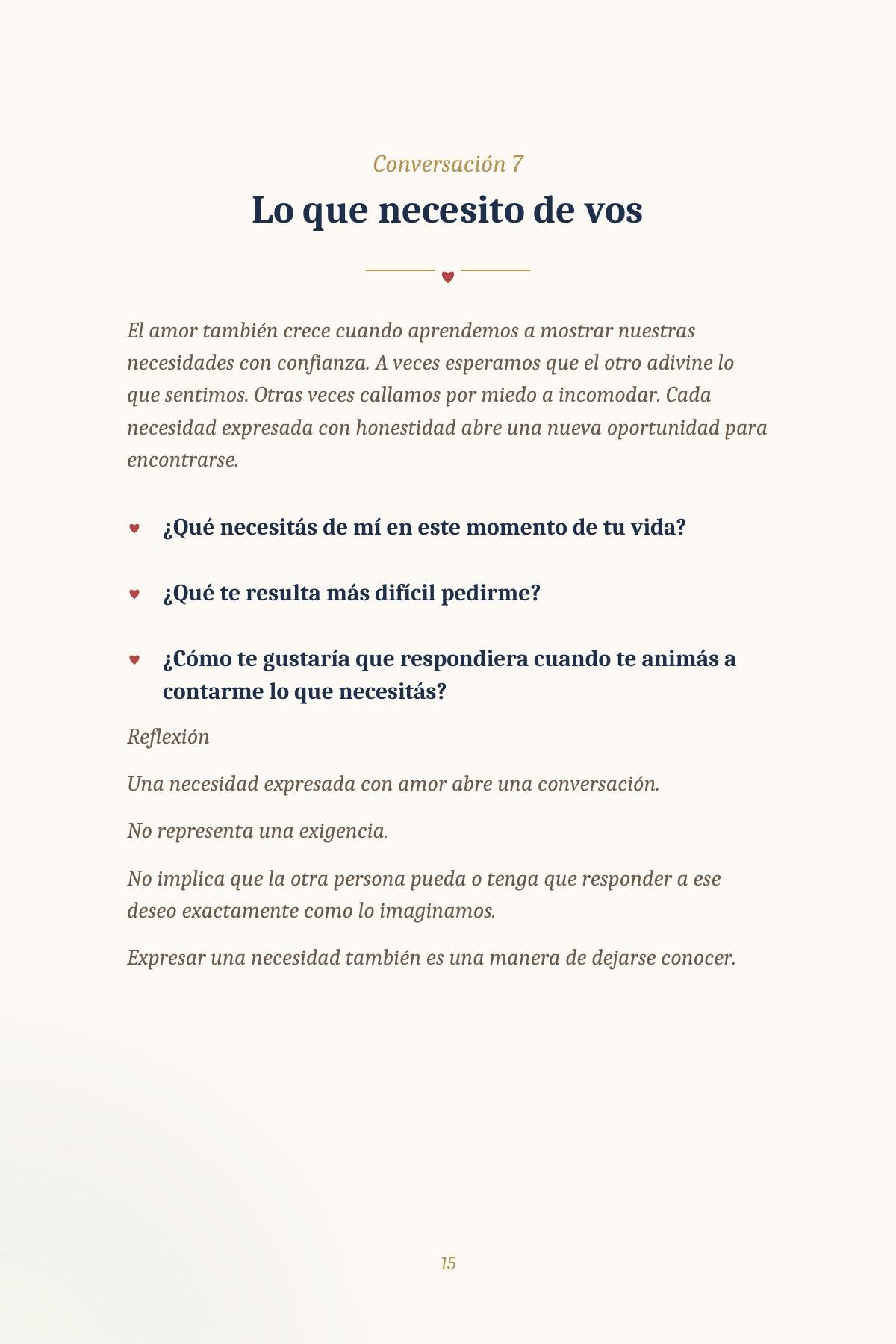 Conversaciones para volver a enamorarse
